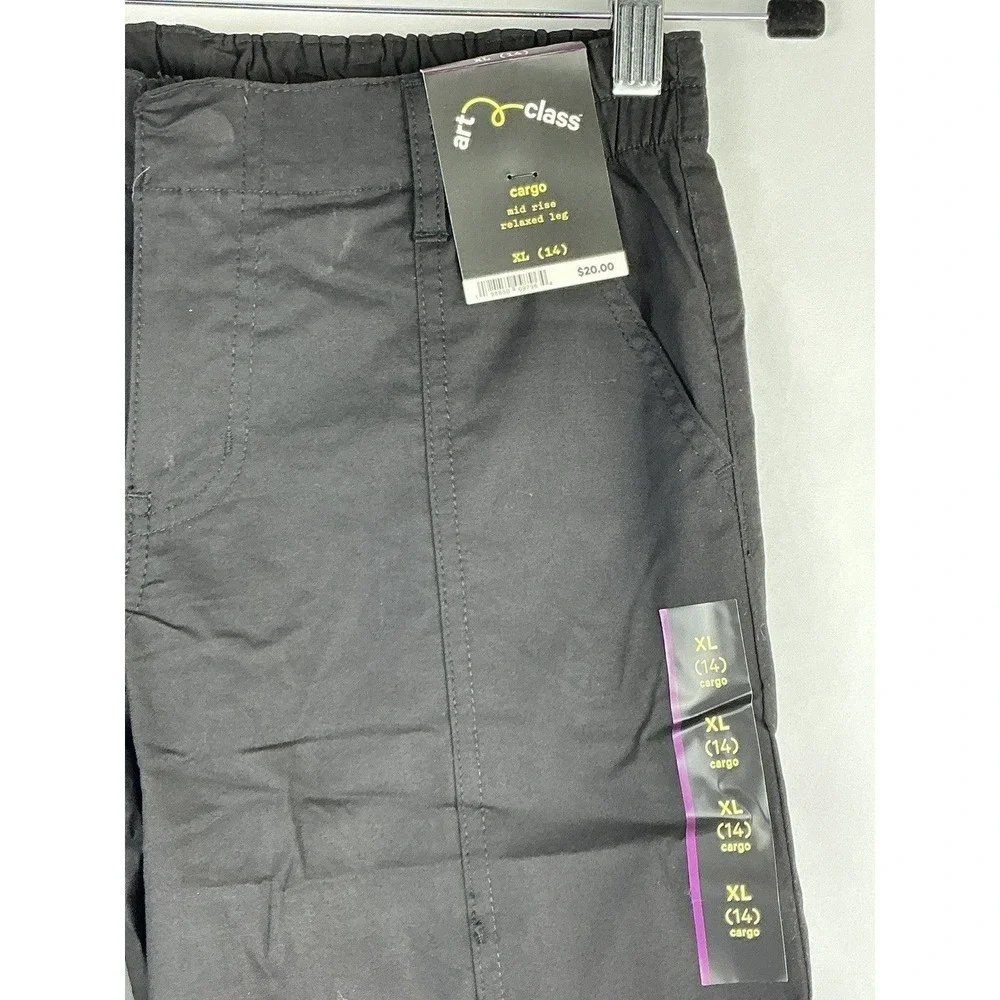 Art Class Girls XL 14 Outfit‎ Set Gray Waffle Knit Top Black Cargo Pants NWT